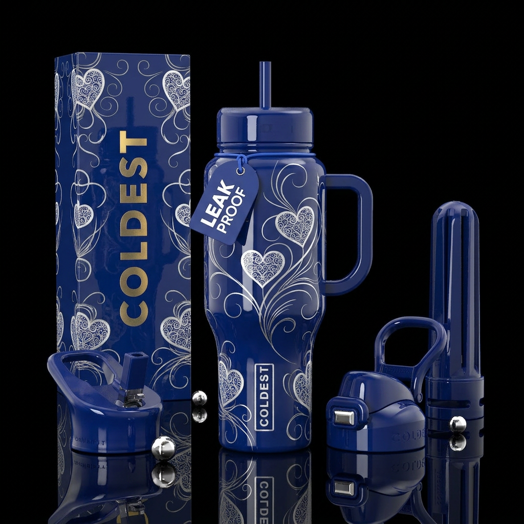Hearts water bottle design