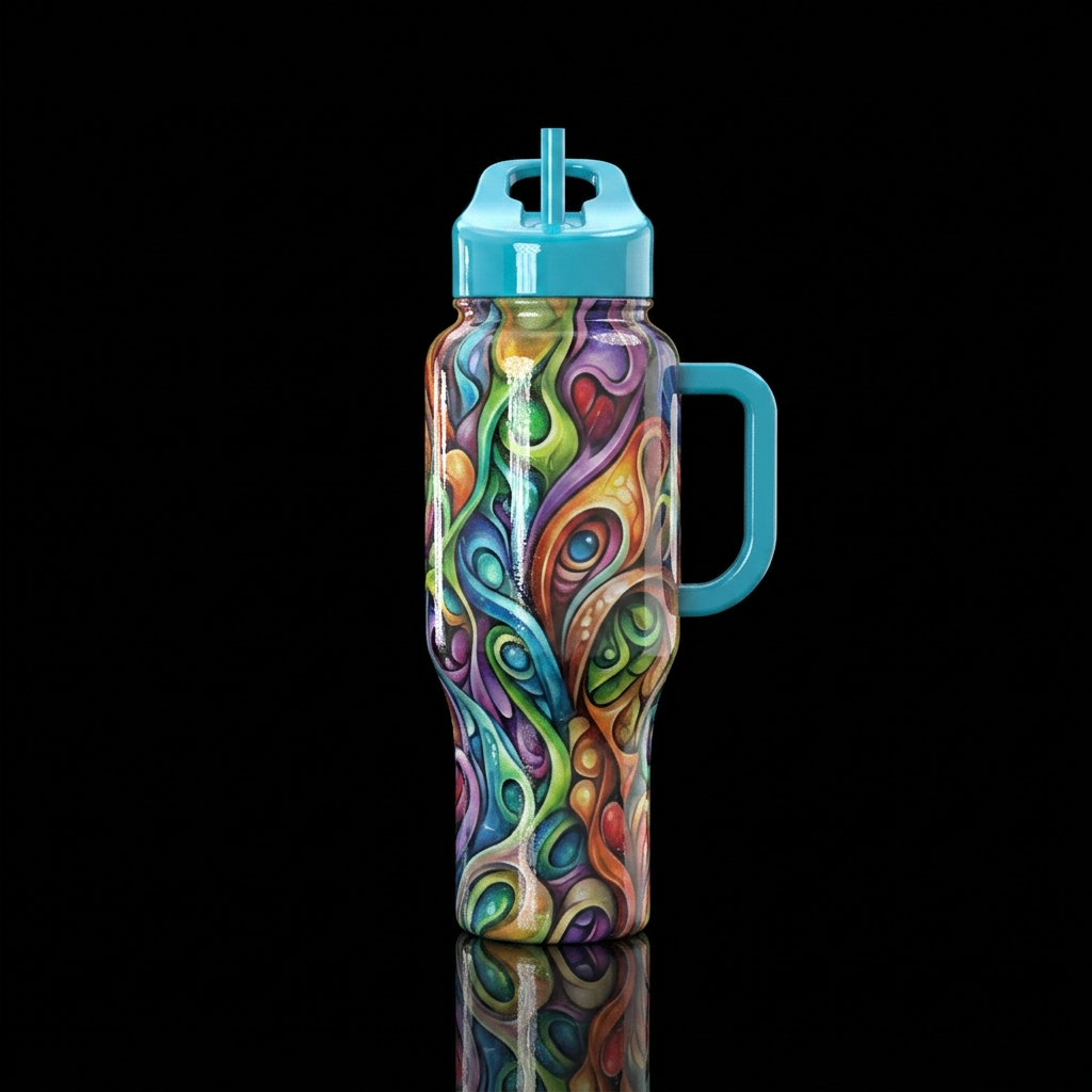 Abstract art water bottle design