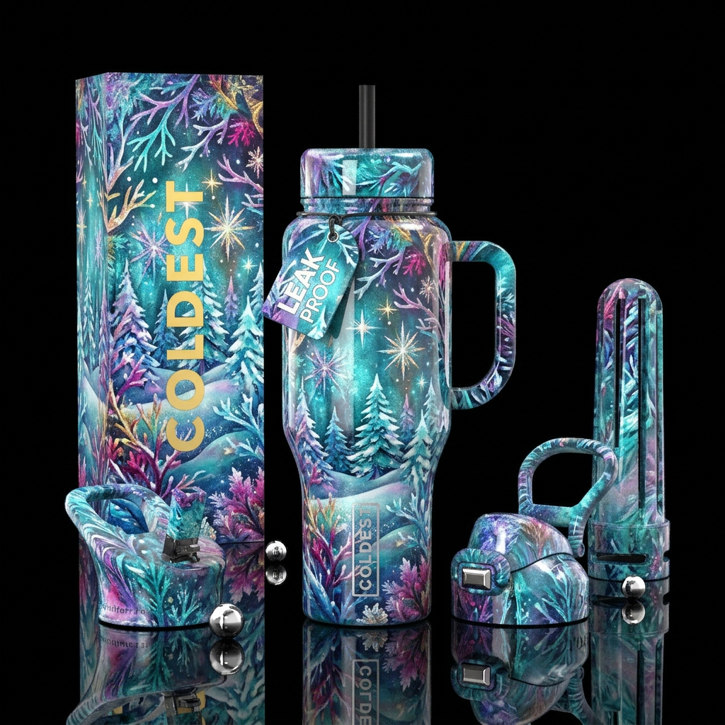 Winter wonderland water bottle design