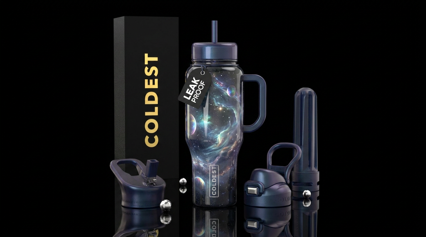 Space art water bottle design