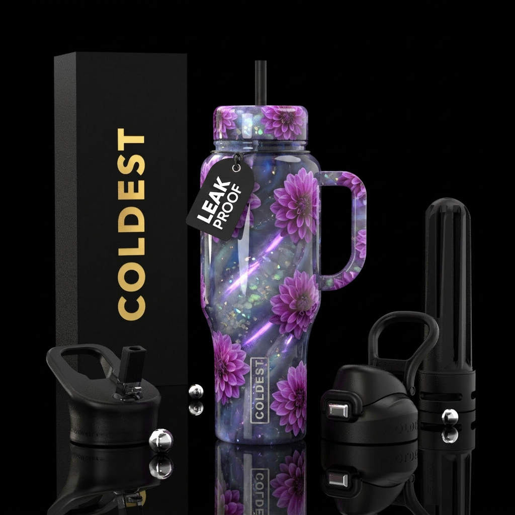 Dahlias water bottle design
