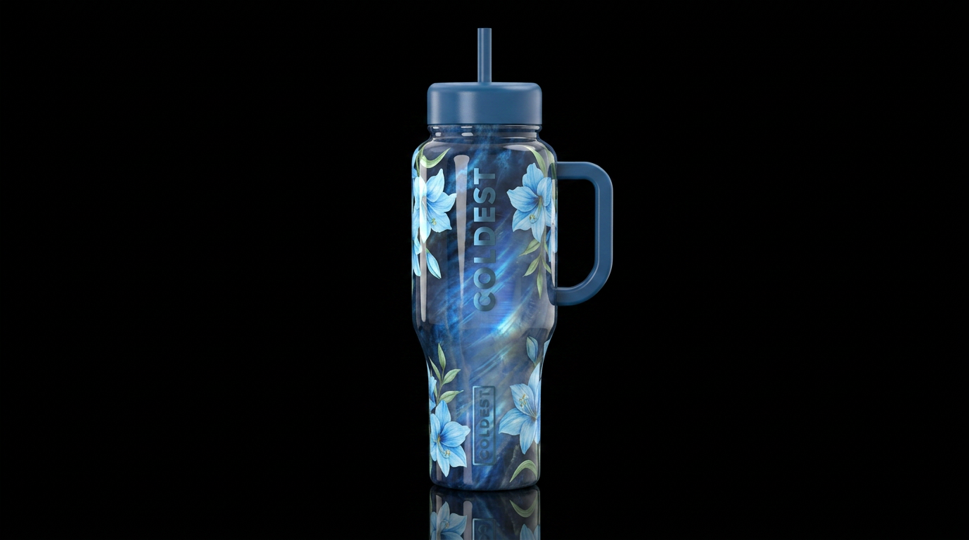 Blue Amaryillas water bottle design