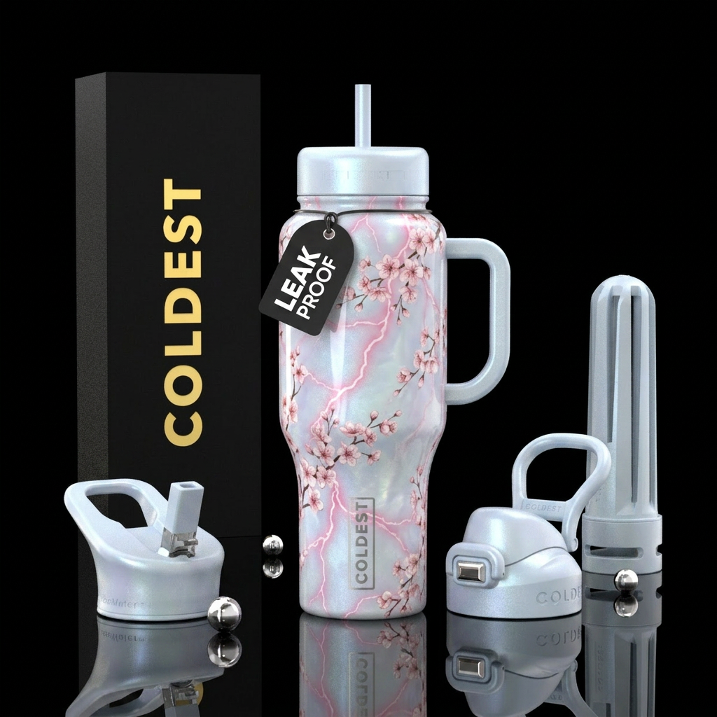 Cherry blossoms water bottle design