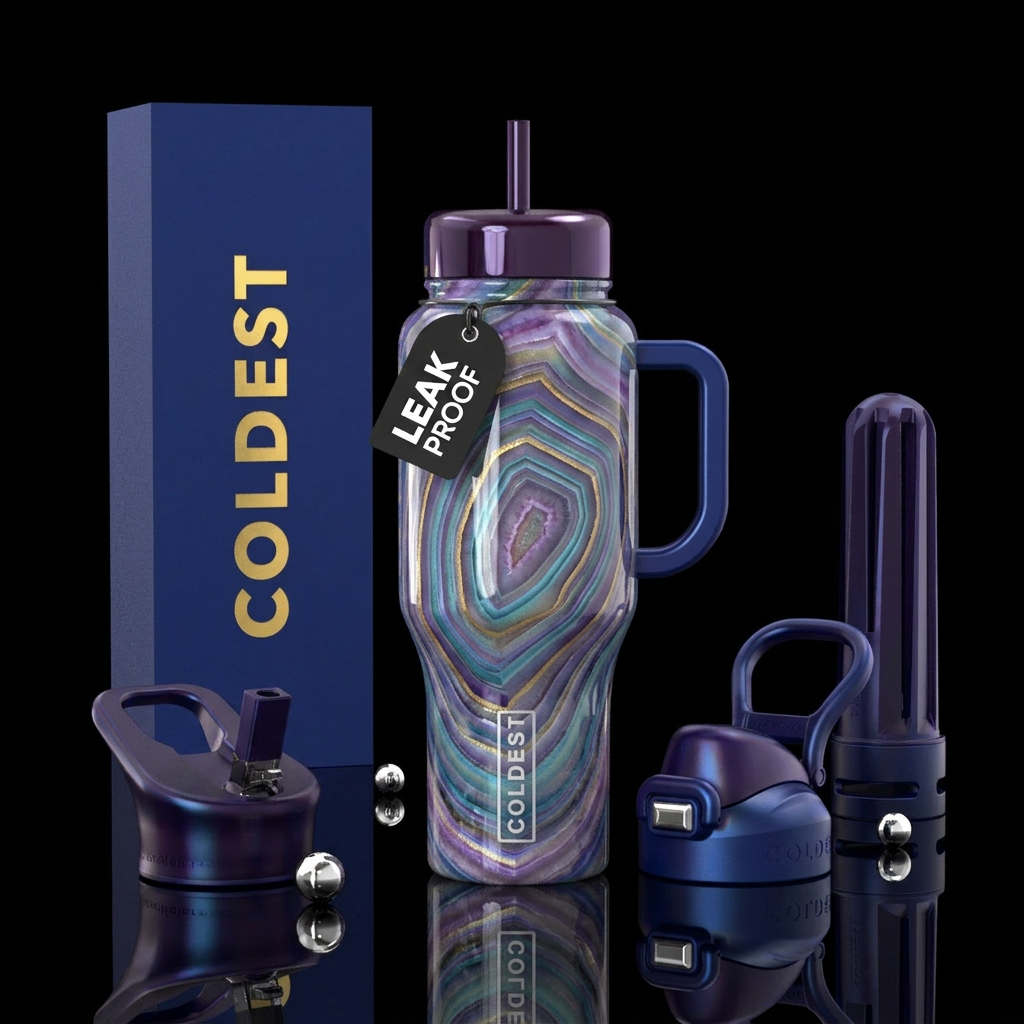 Iris agate water bottle design