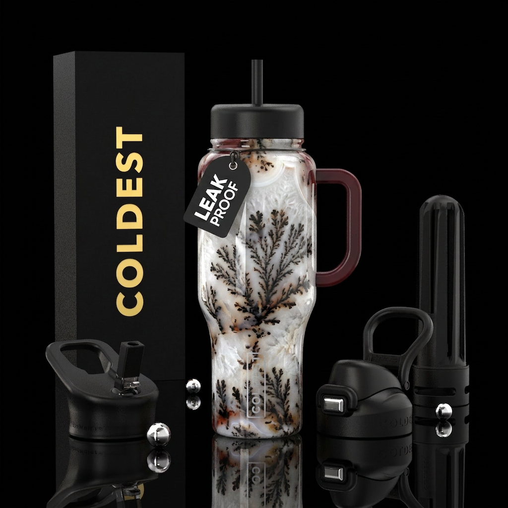 Dendritic agate water bottle design