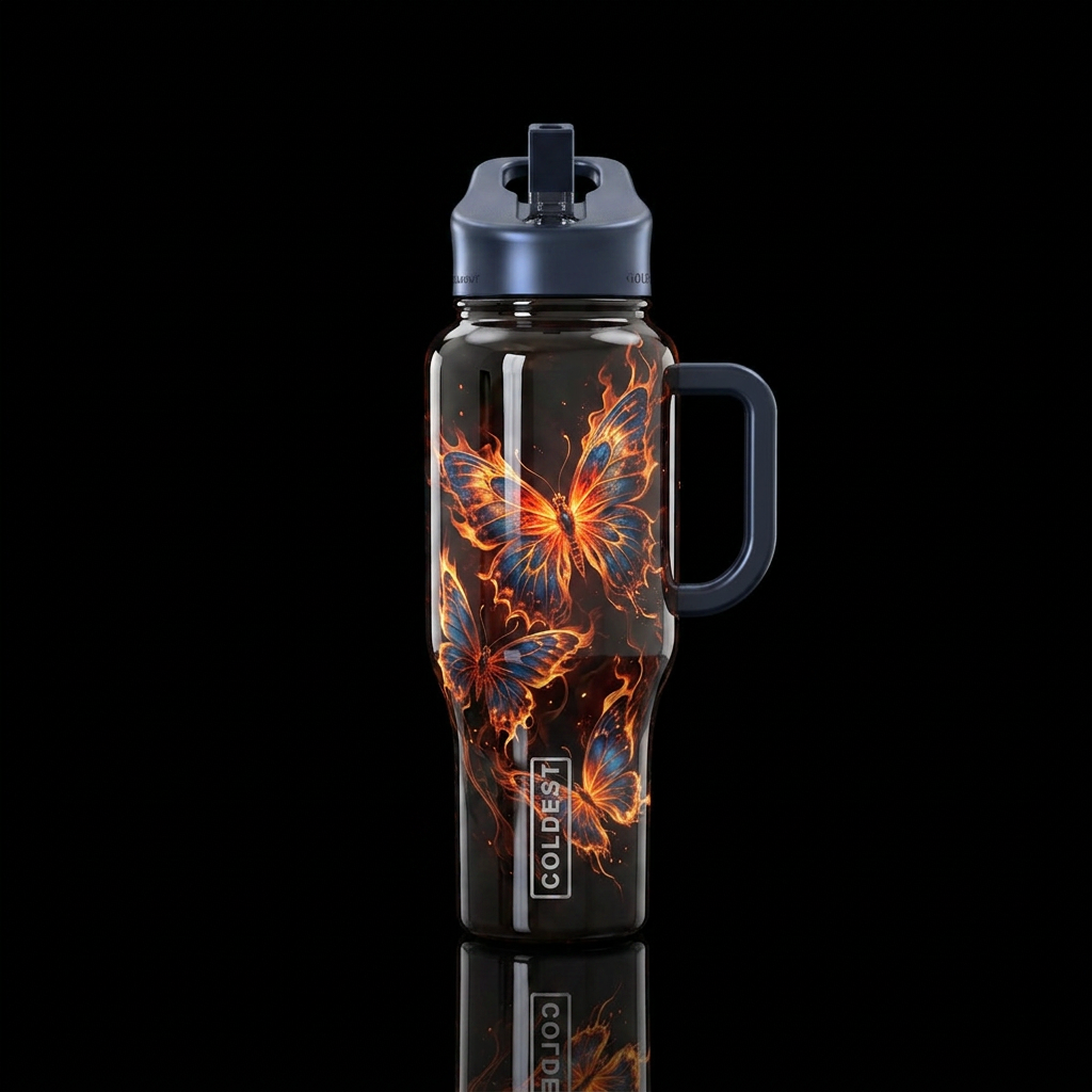 Butterflies water bottle design