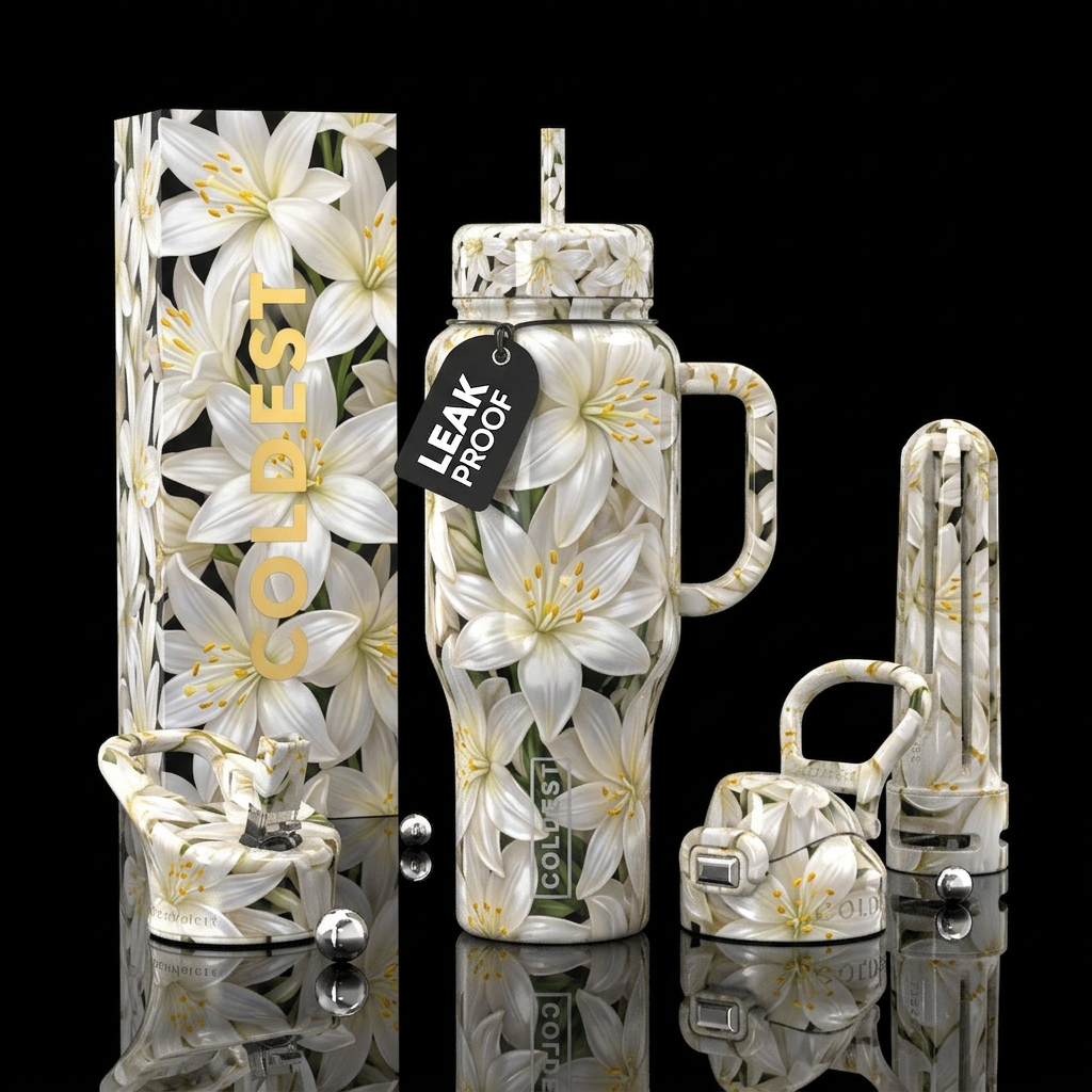 Beautiful white and yellow water bottle design