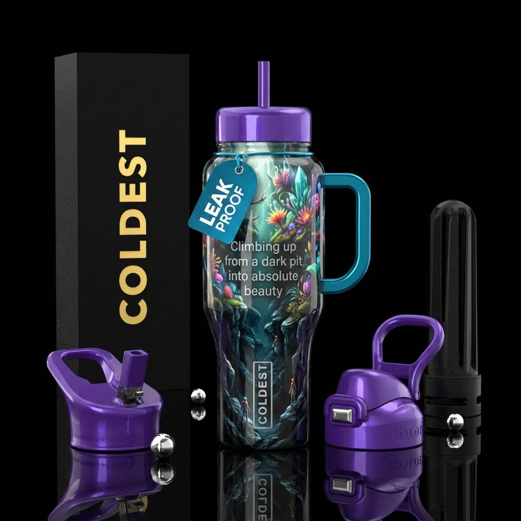 Beauty arises from darkness water bottle design