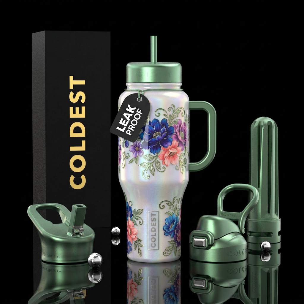 pretty flowers water bottle design