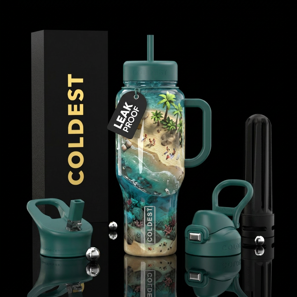 Beach time water bottle design