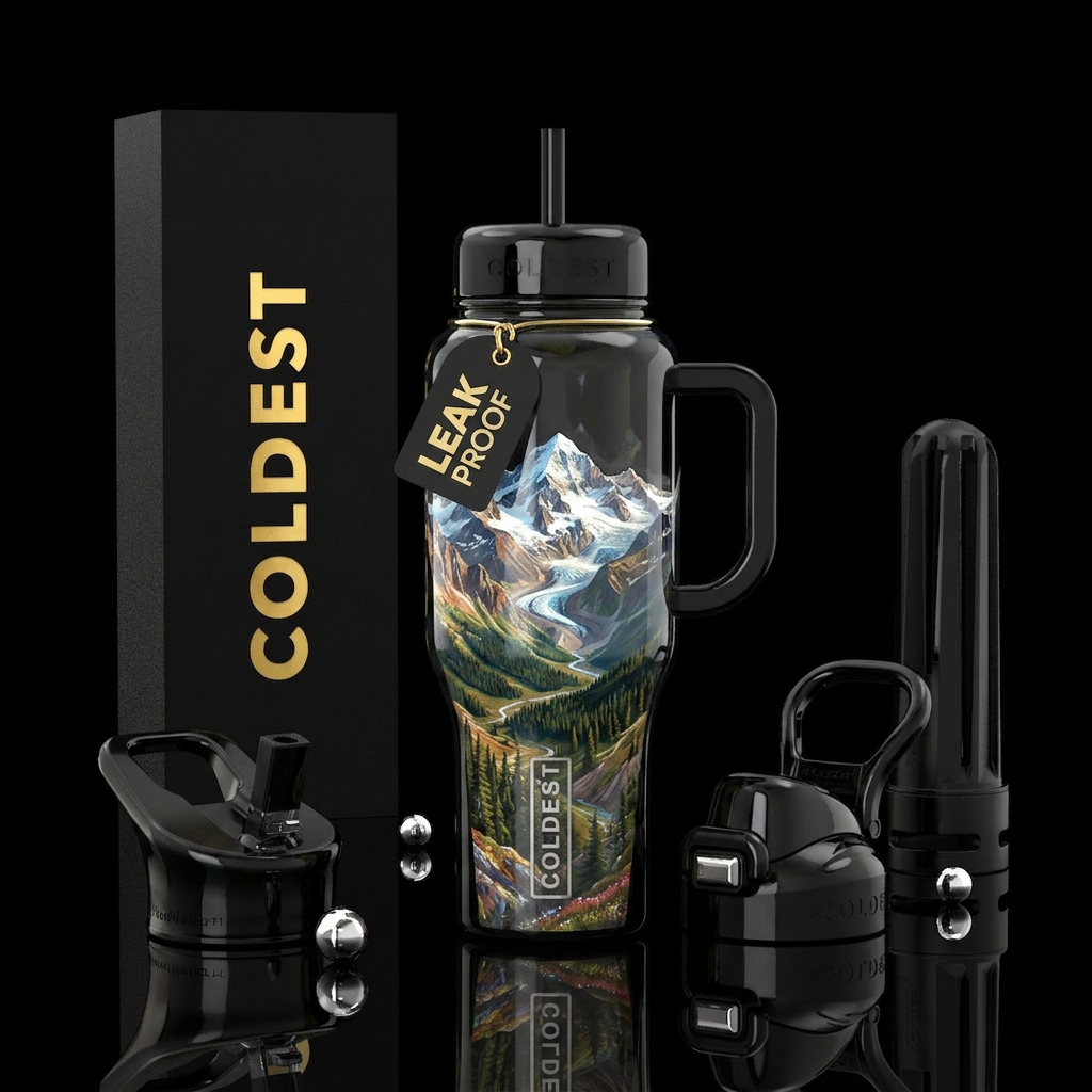 Mountain time water bottle design