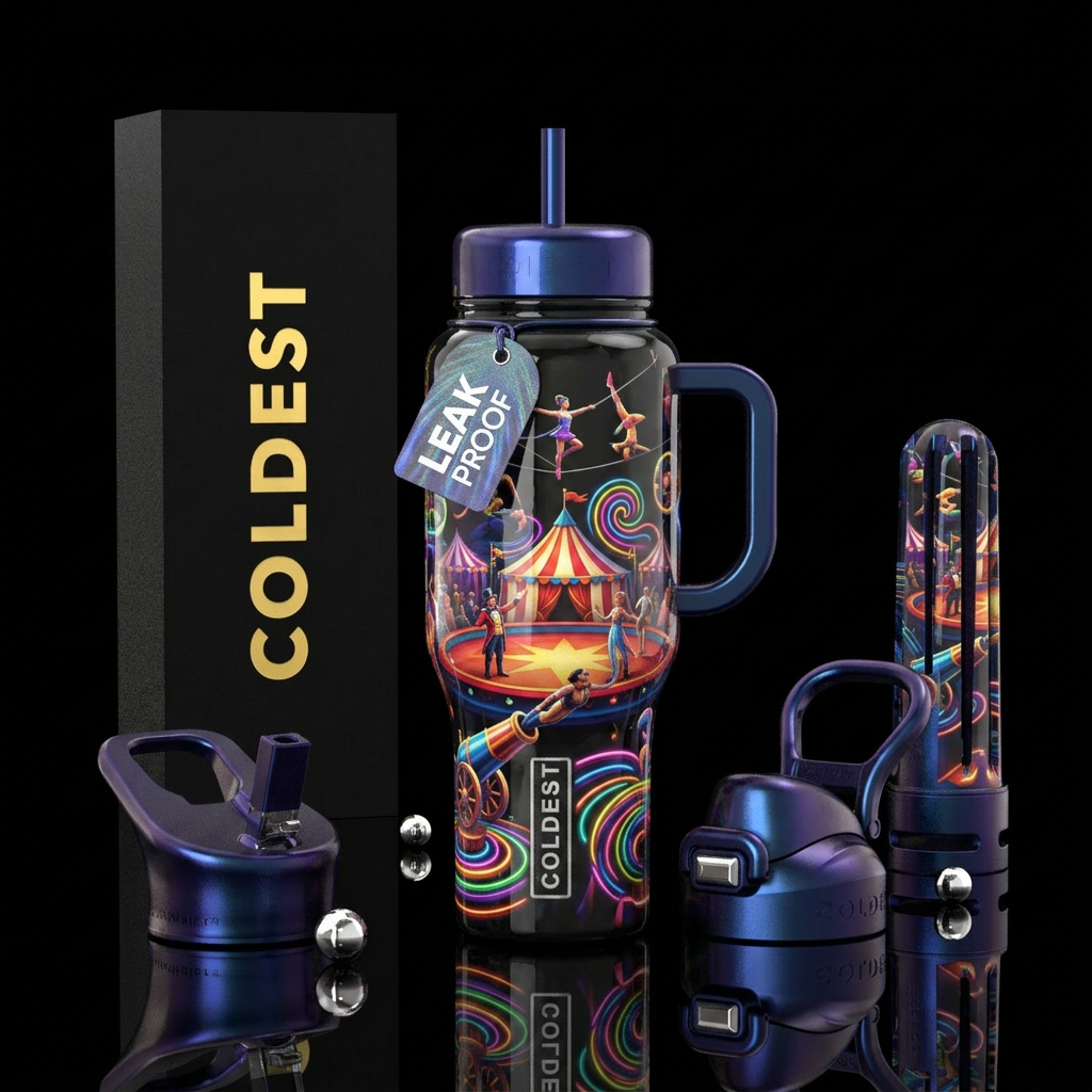 Circus fun water bottle design