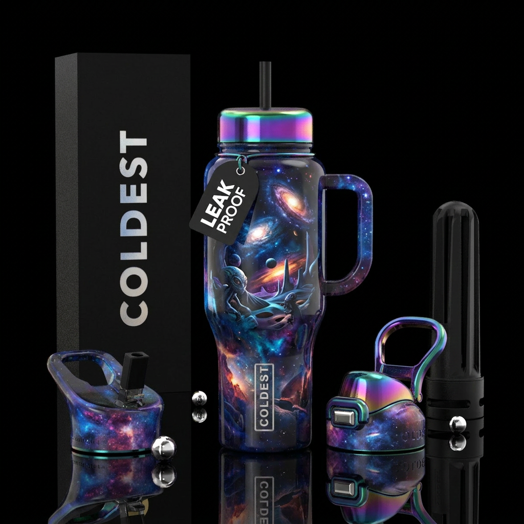 Crazy aliens water bottle design