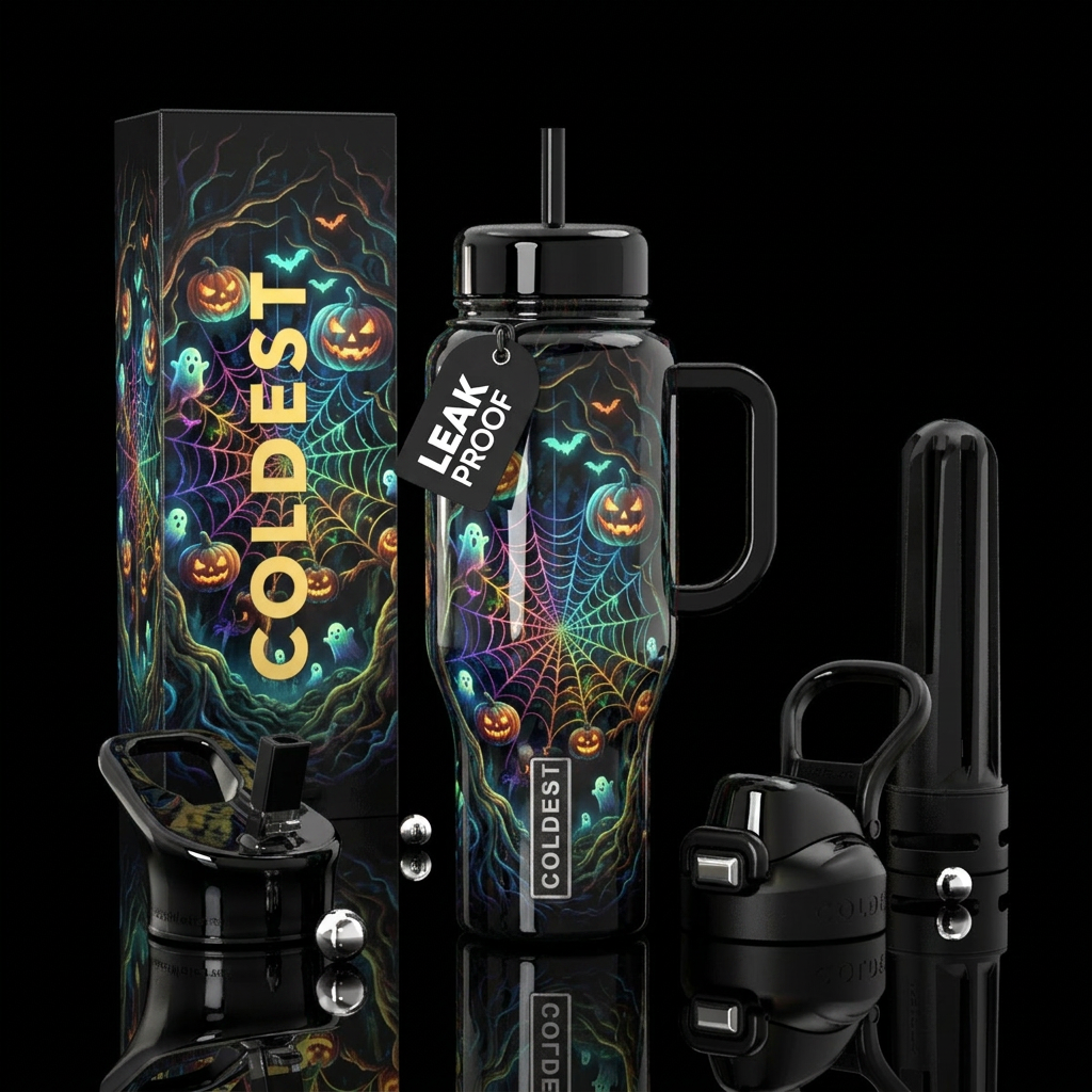 Halloween spookiness water bottle design