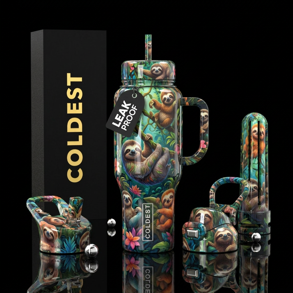 Sloth fun water bottle design
