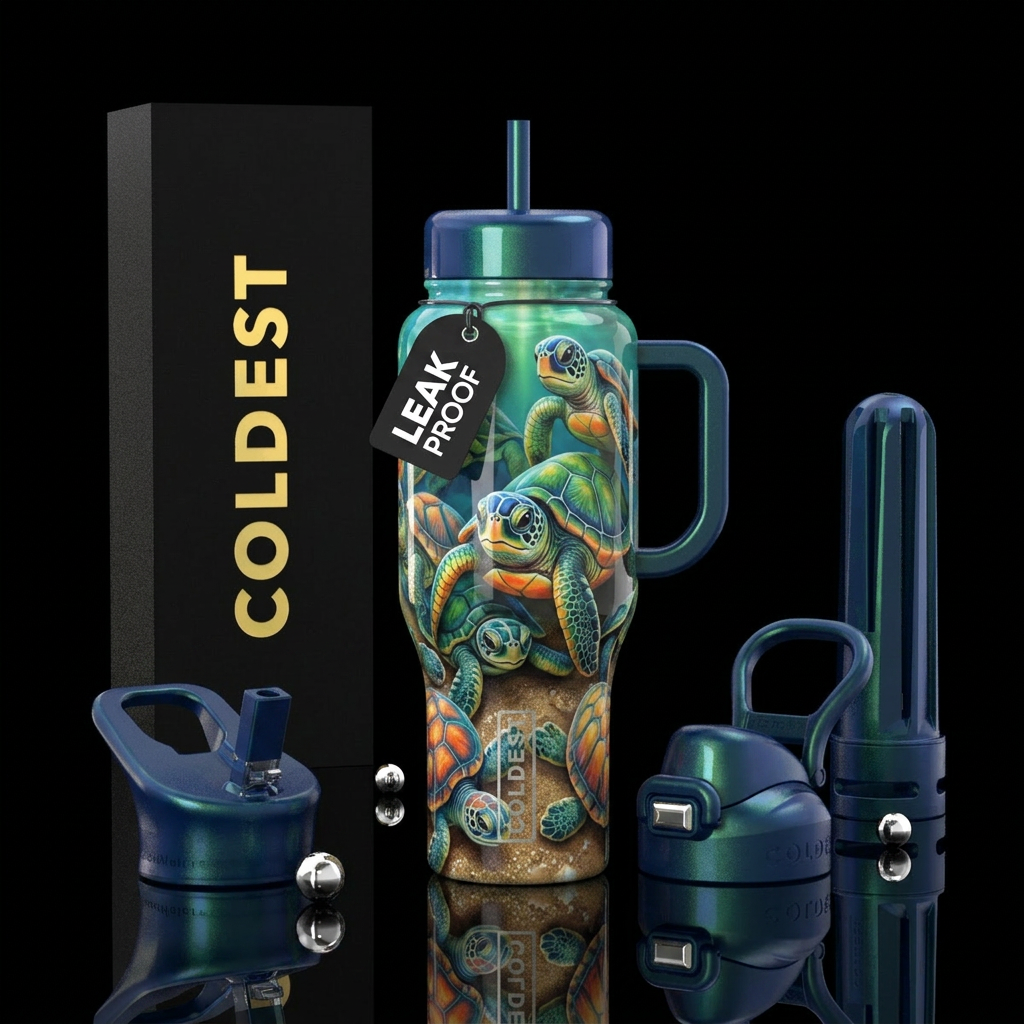 Sea turtle madness water bottle design