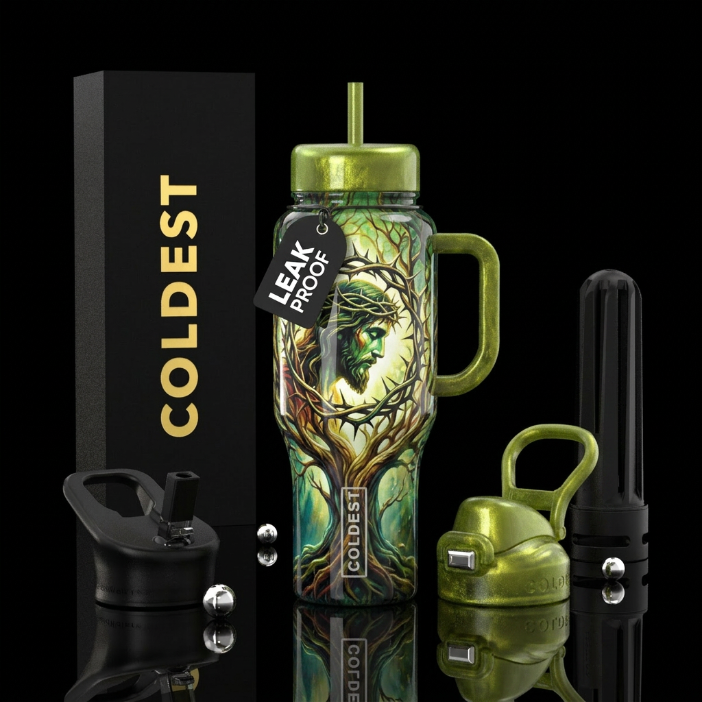 Jesus and crown of thorns water bottle design