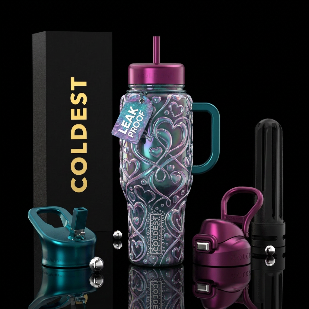 Ribbons of hearts water bottle design
