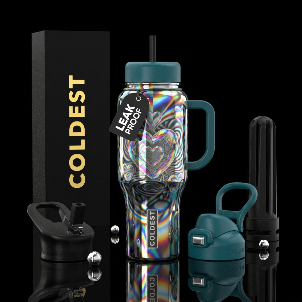 Hearts water bottle design