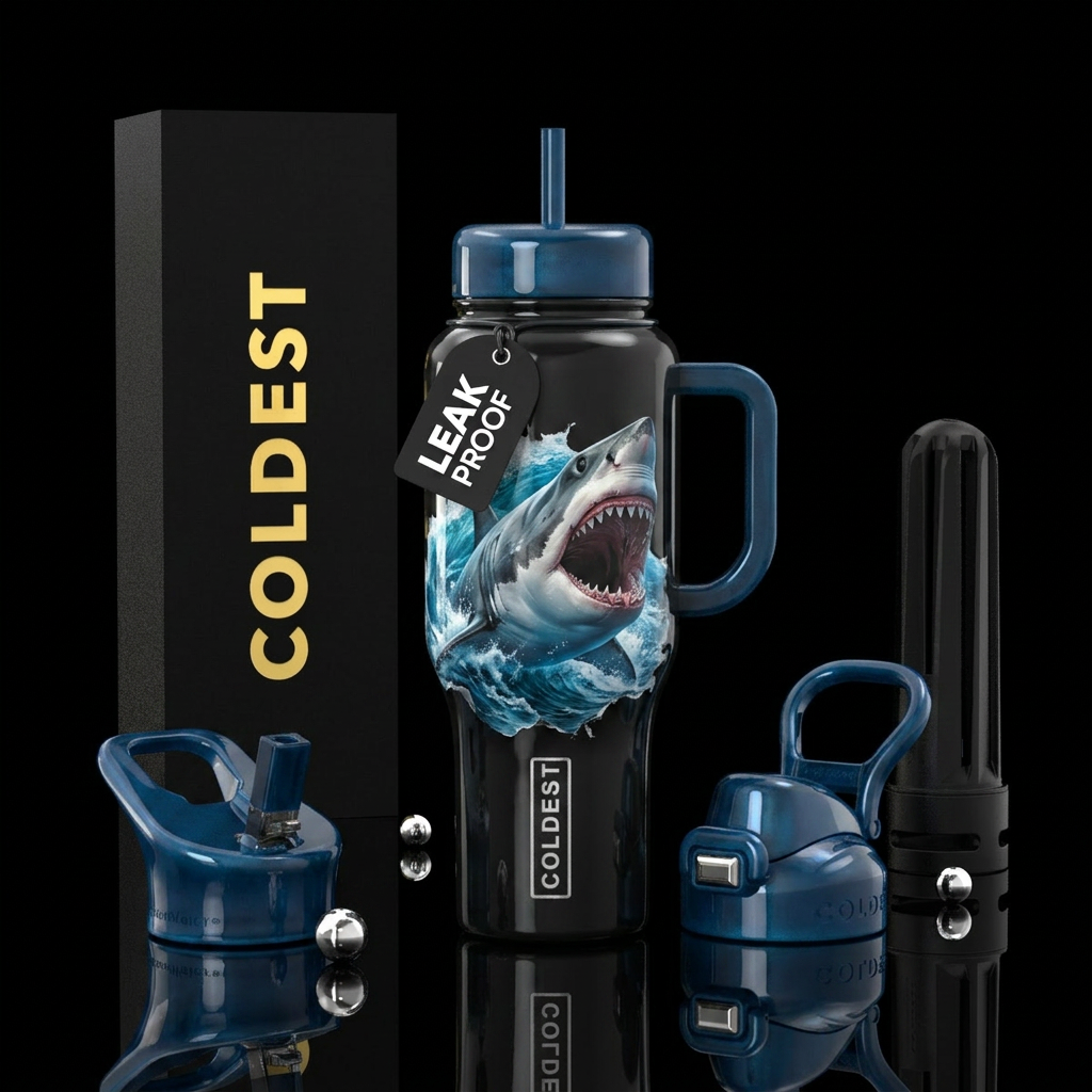 Shark bite water bottle design