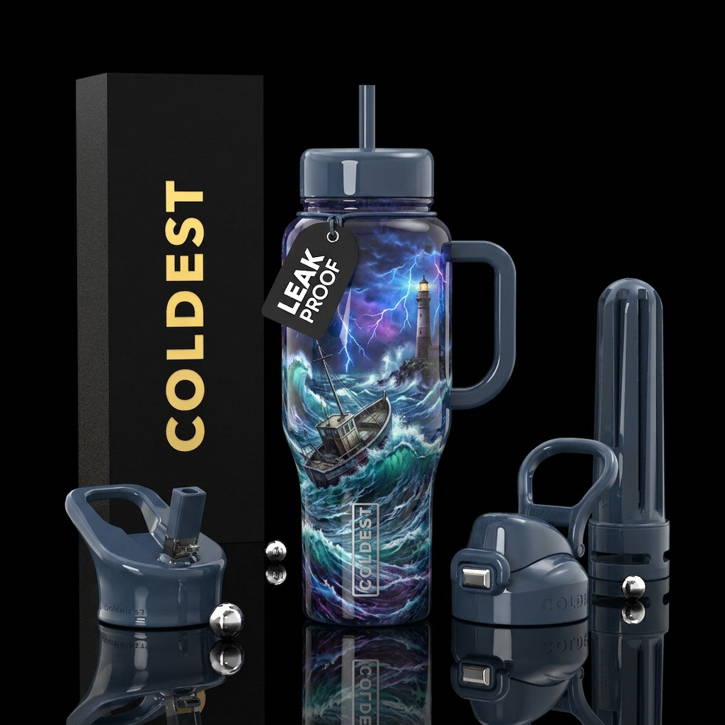Ferocious sea storm water bottle design