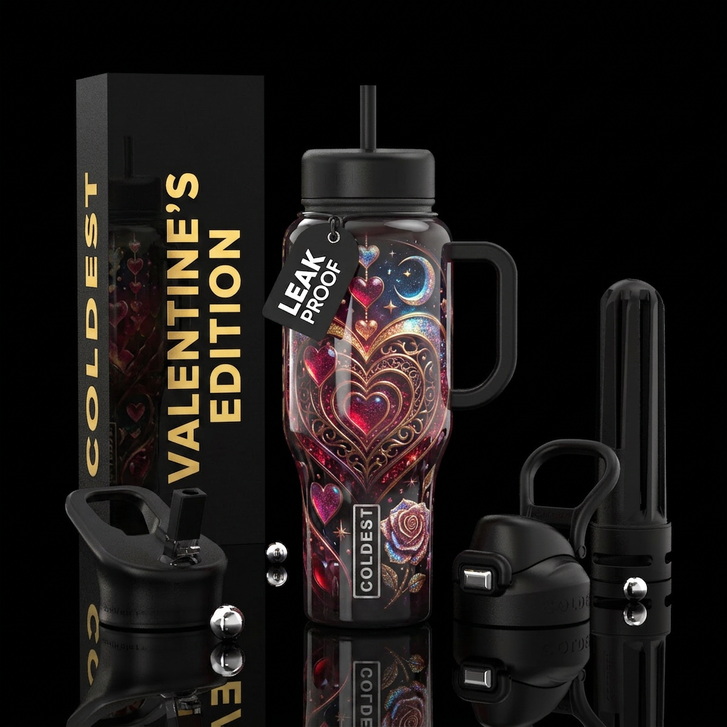 Love n hearts water bottle design