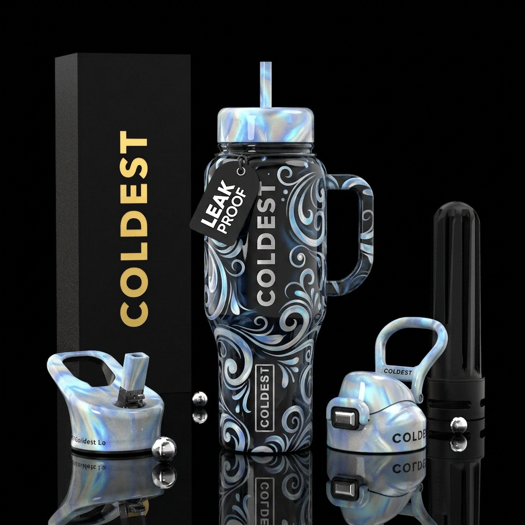 Swirls and scrolls water bottle design