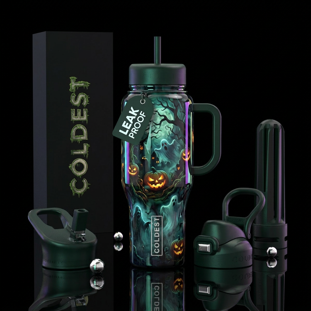 Creepy spooks water bottle design