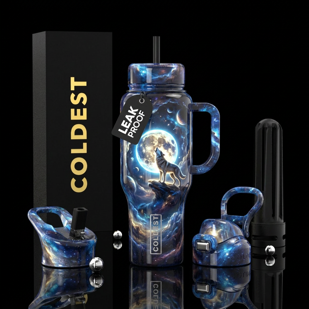 Howling wolf water bottle design