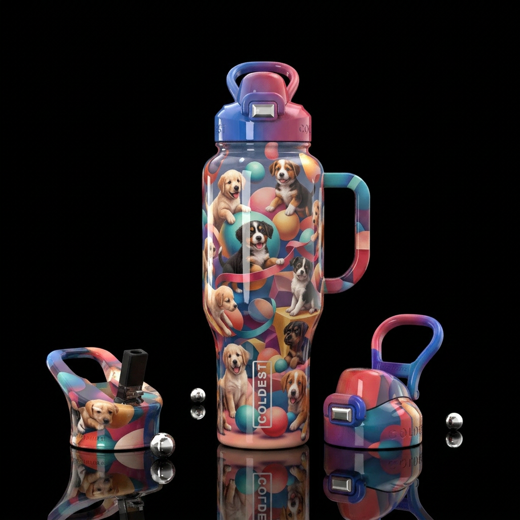 Sweet puppy fun water bottle design