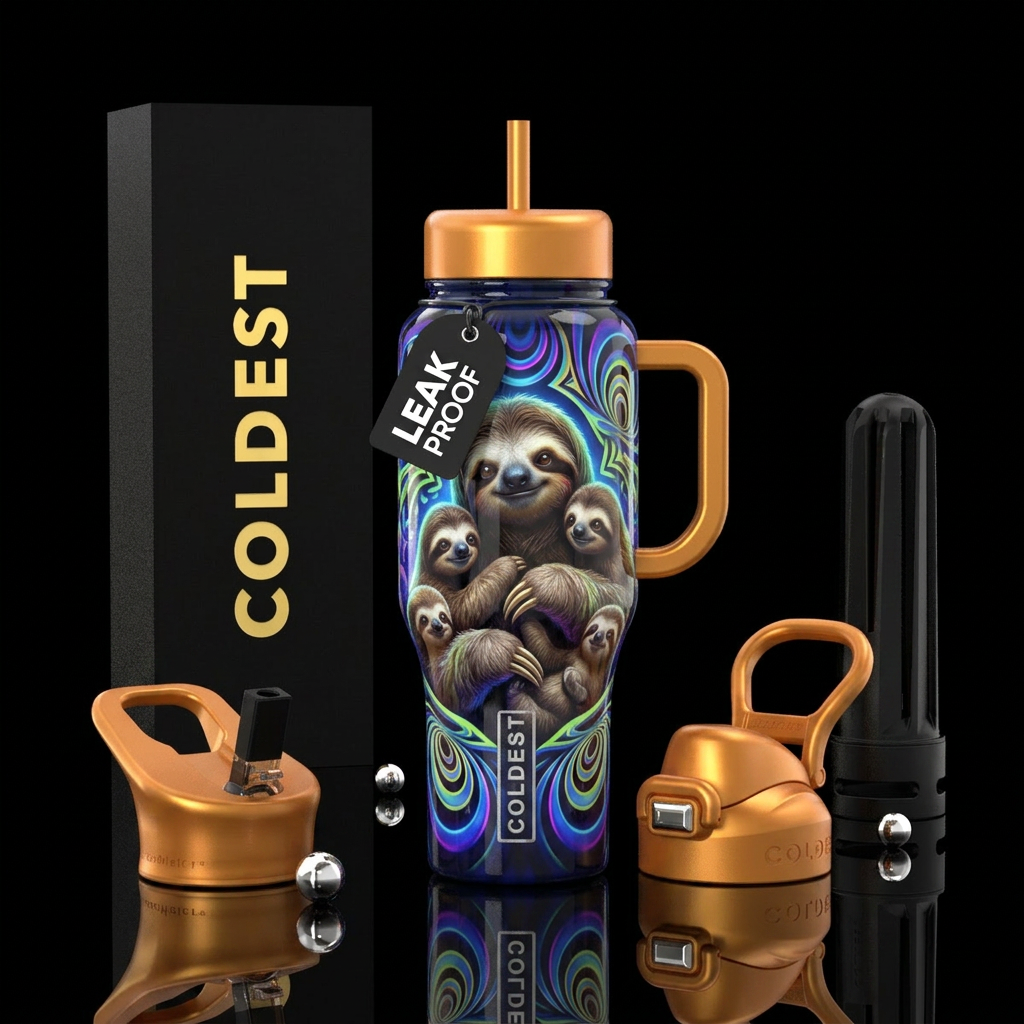 Beautiful sloths water bottle design