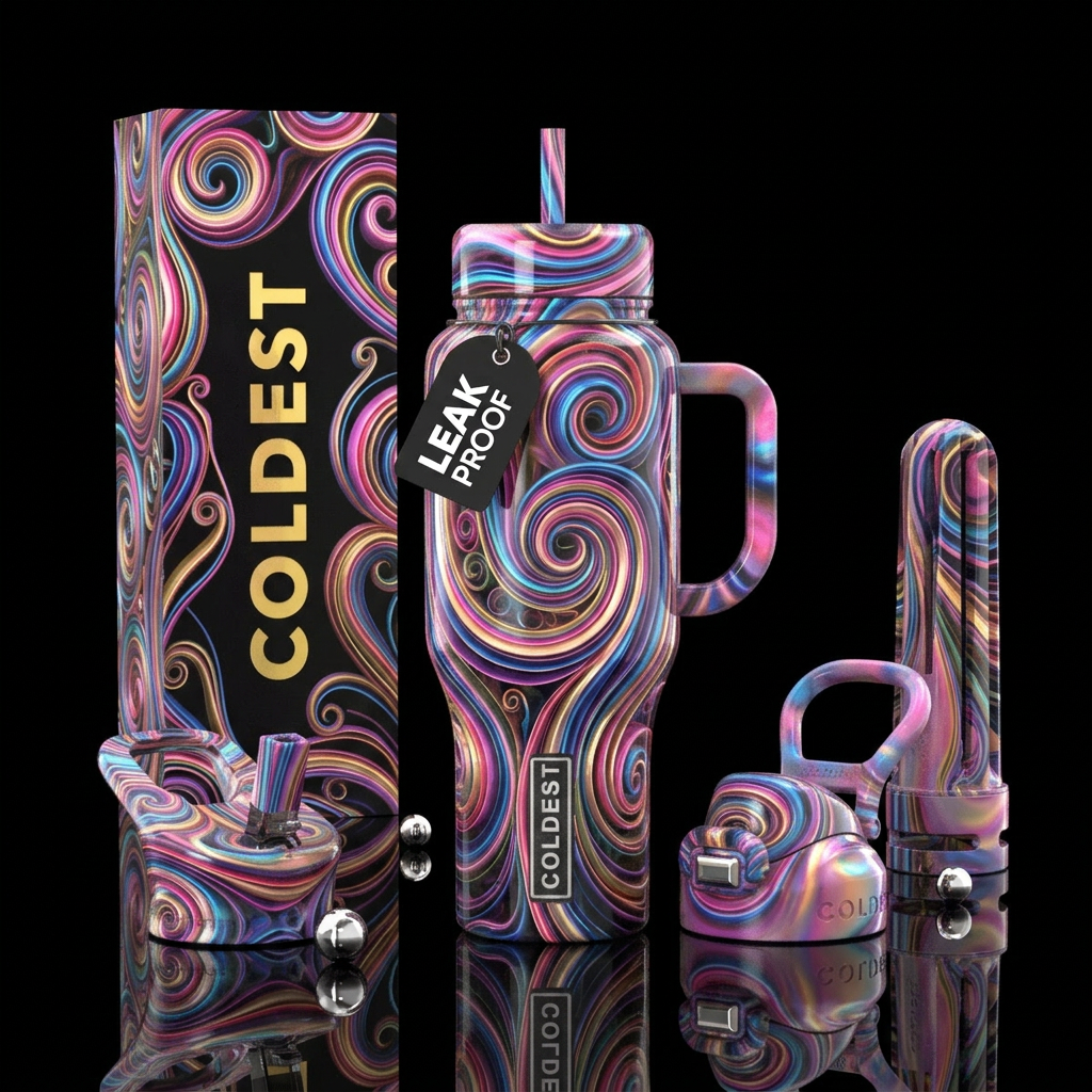 Joyful swirls water bottle design