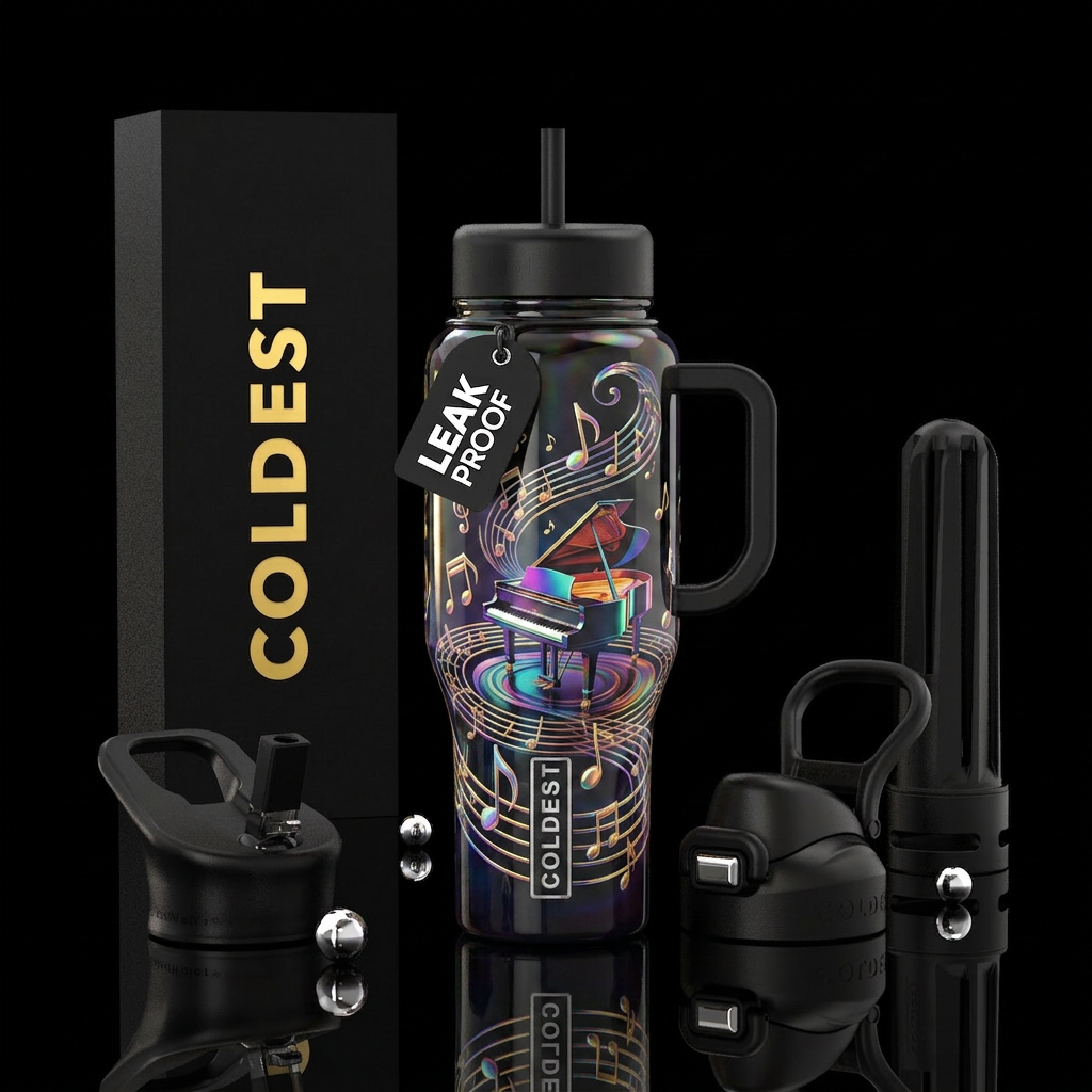musical piano water bottle design