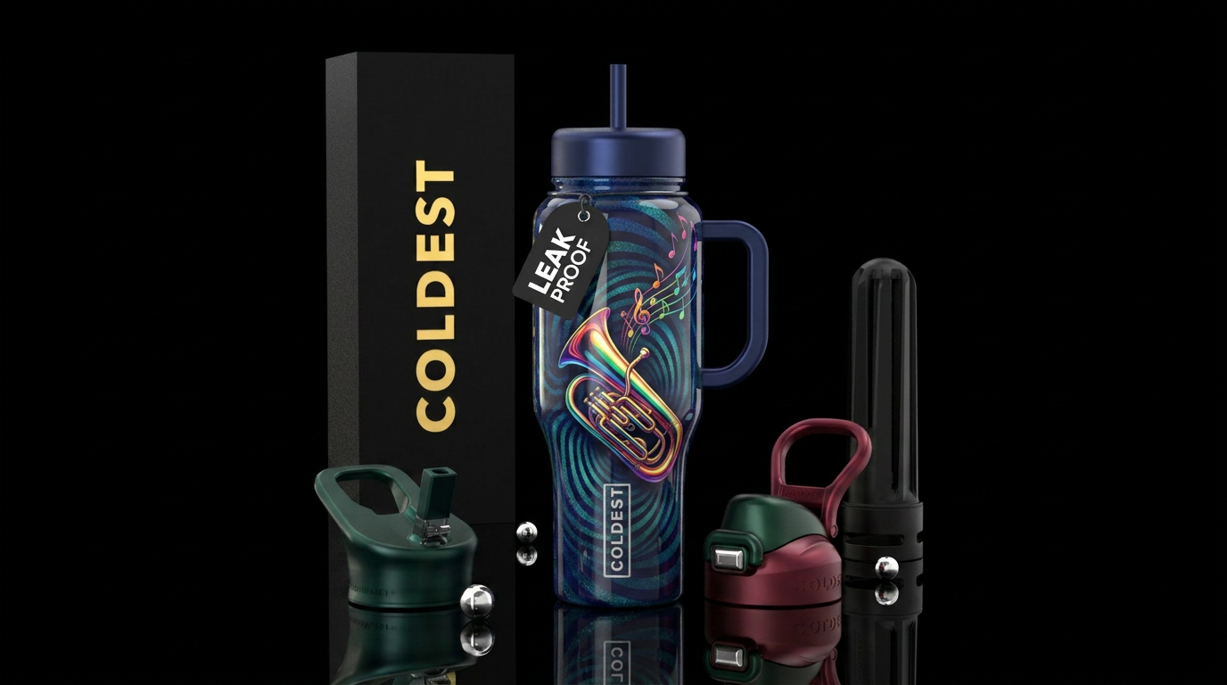 Musical tuba water bottle design
