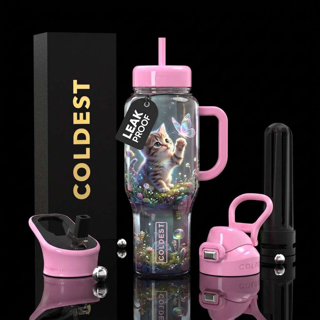 Precious kitten water bottle design