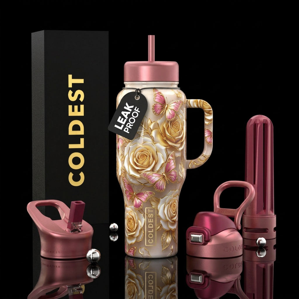 Gorgeous butterflies and roses water bottle design