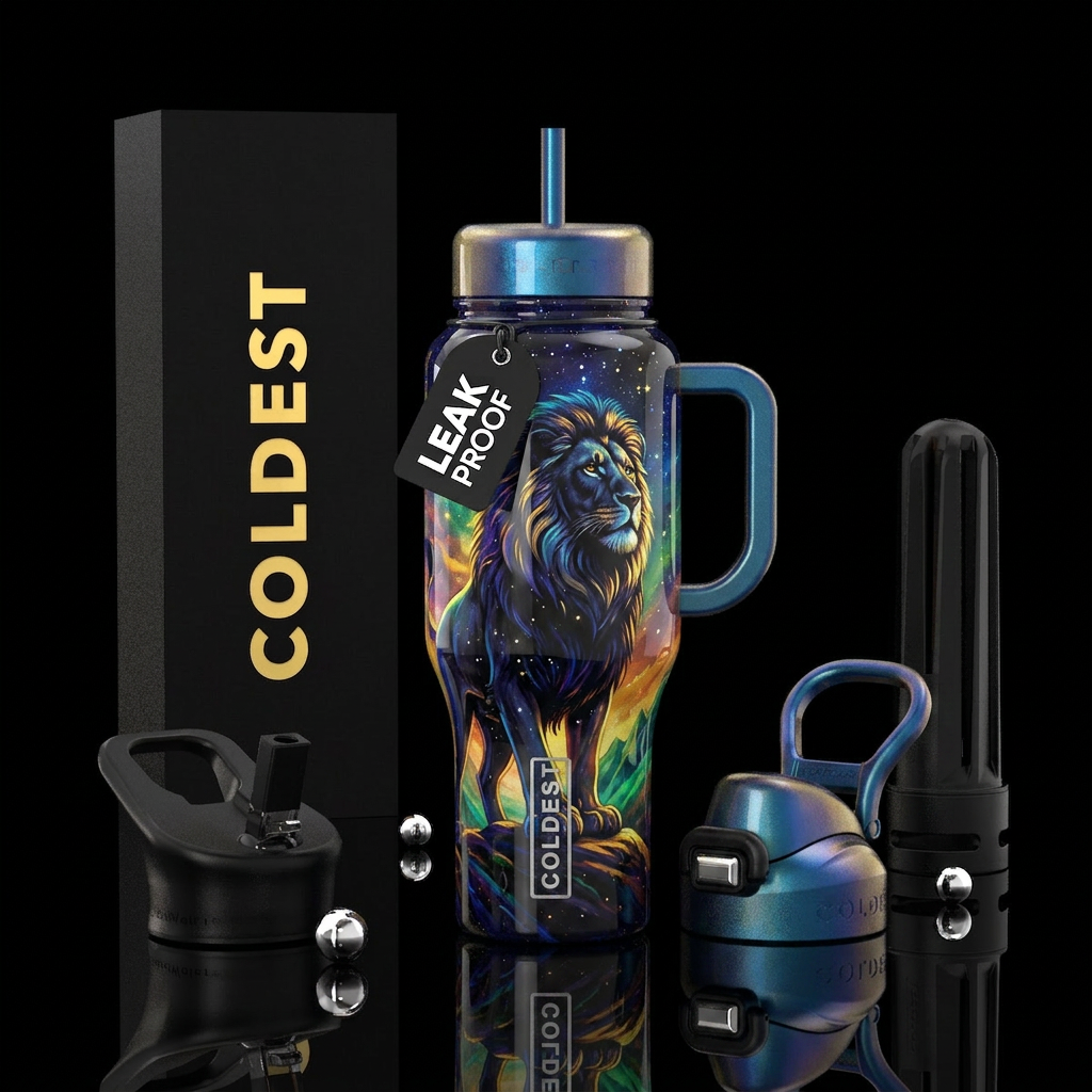 Gorgeous lion water bottle design