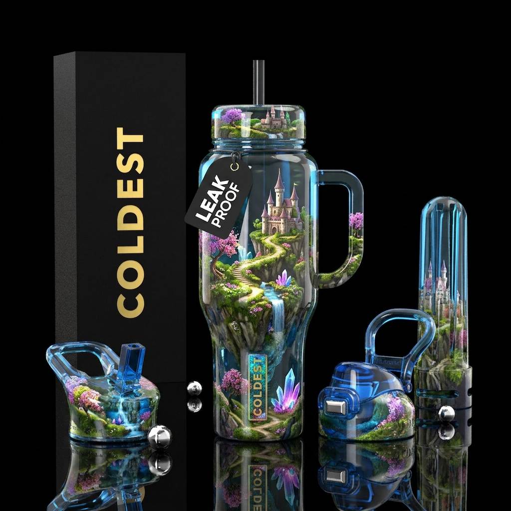 Fantasy Island water bottle design