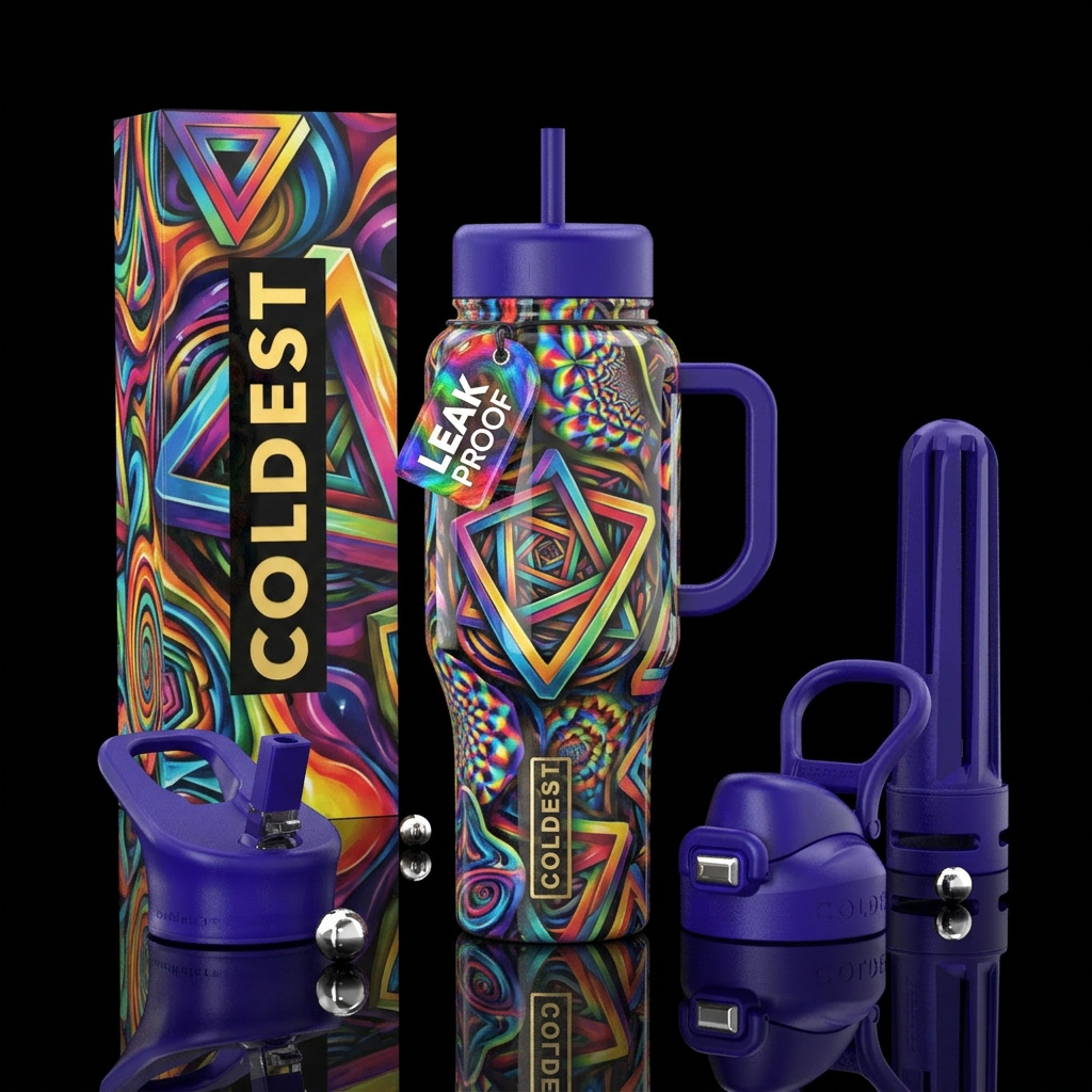 Artistic explosion water bottle design