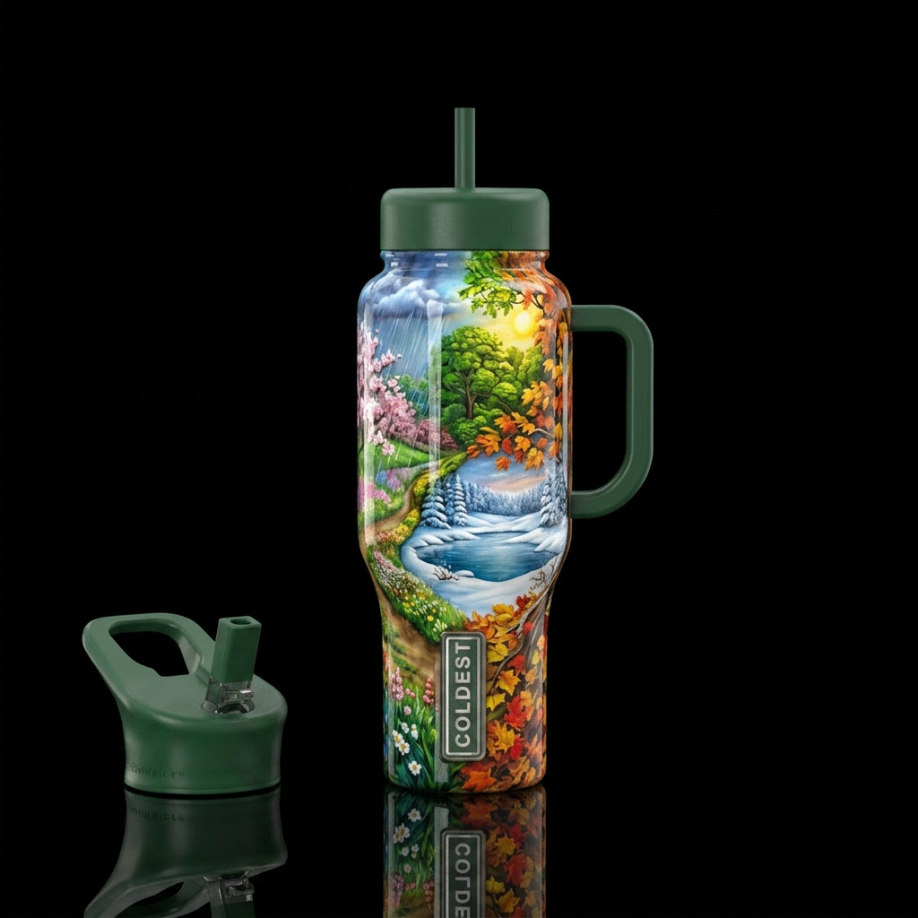 Seasons are confused water bottle design