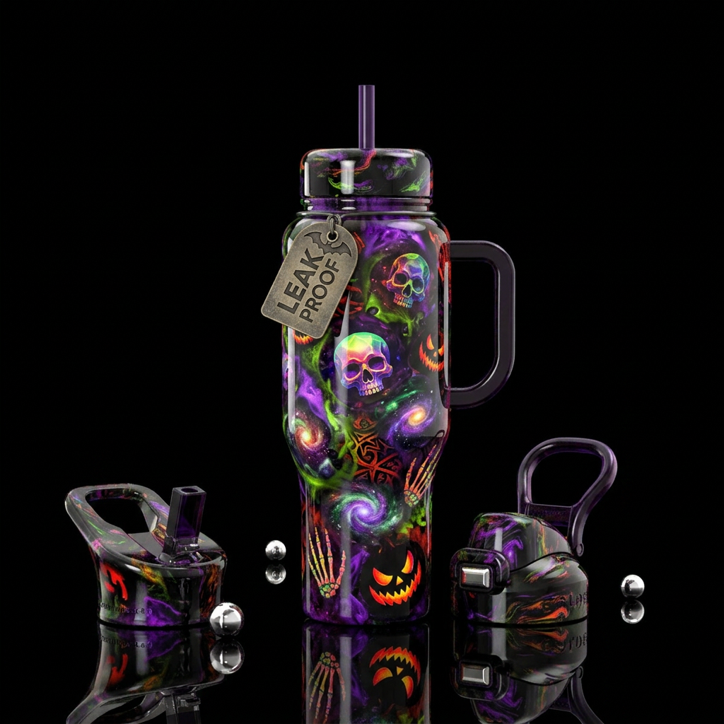 Creepy Halloween water bottle design