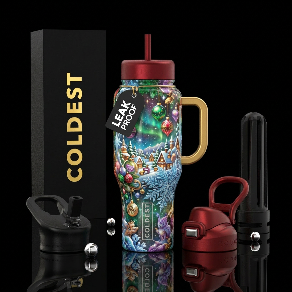 Christmas that grand time of the year water bottle design