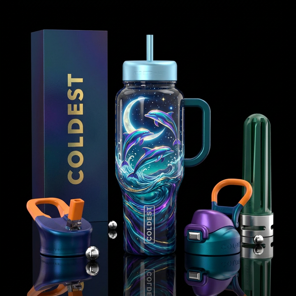 Beautiful dolphins water bottle design