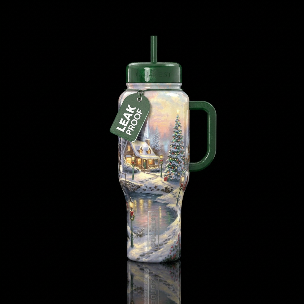 Beautiful Christmas scene water bottle design