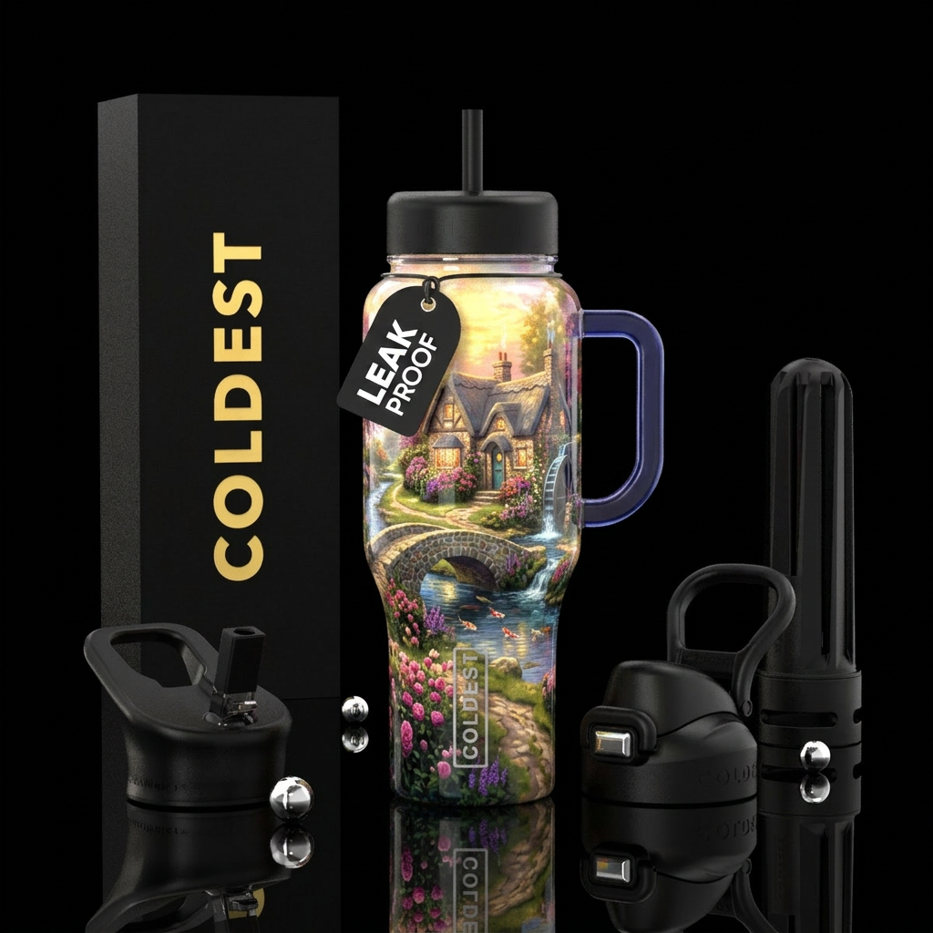 Summer cottage time water bottle design