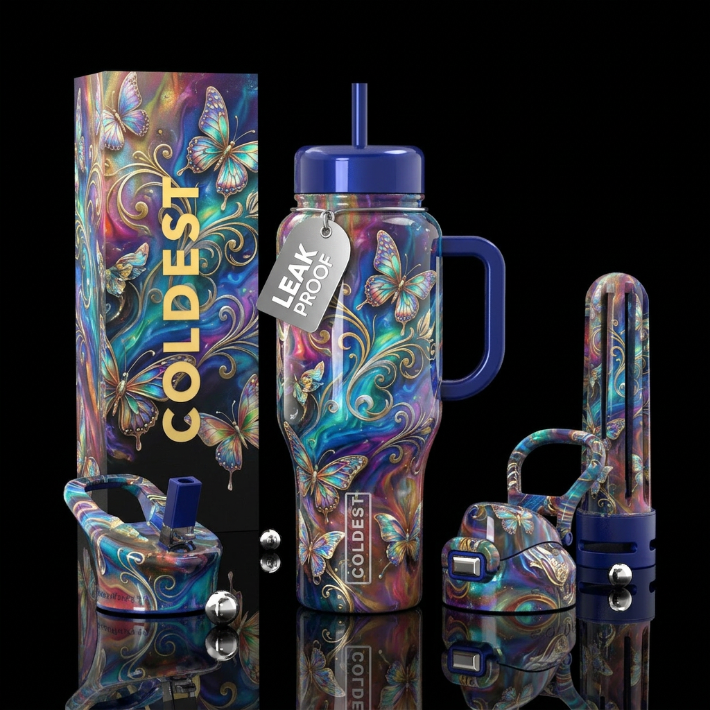 Butterflies flowing water bottle design