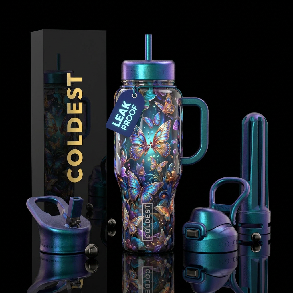 Butterfly joy water bottle design