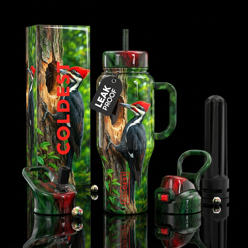 Pilated woodpecker water bottle design