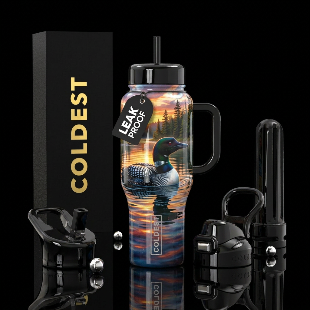 Beautiful loon water bottle design