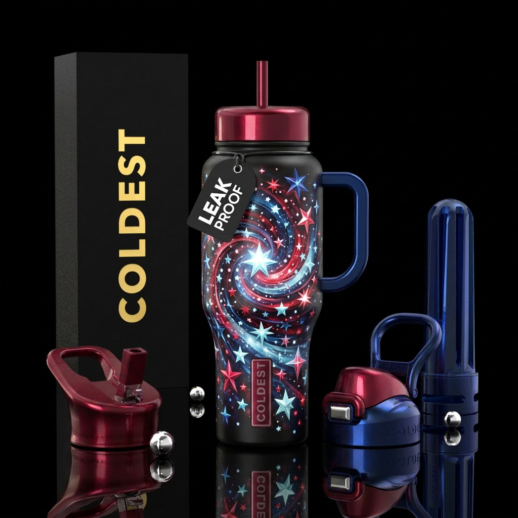 Stars swirling water bottle design